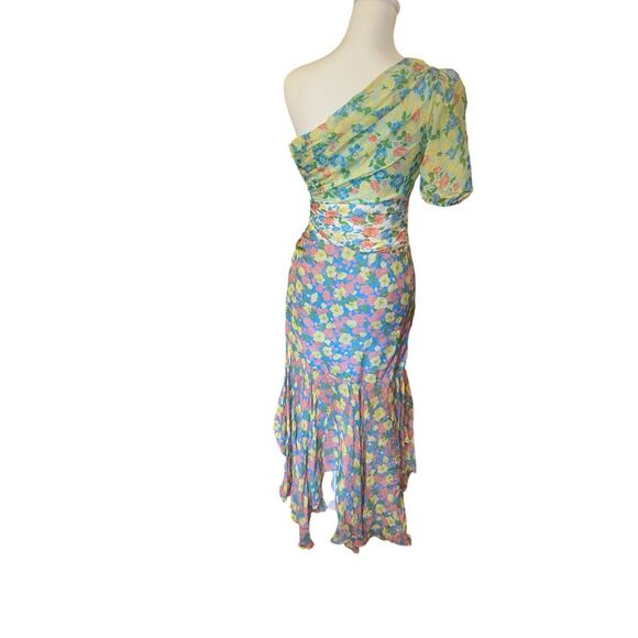AMUR Jaylah Floral Asymmetrical One Sleeve Dress Size 8 MSRP: $598 - Picture 7 of 9